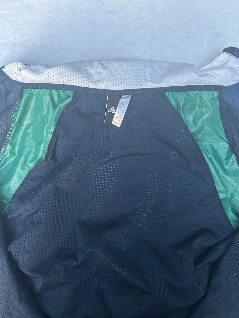 Adidas Navy and Teal Full-Zip Windbreaker Jacket